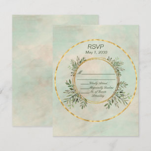 RSVP-Hochzeitstile für Green und Gold Circle Frame