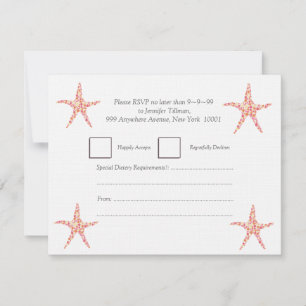 RSVP Honeysuckle Peach Starfish Beach Invitation