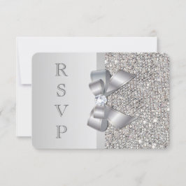 RSVP-Imitate Hochzeitstifte Silver Sequins Bow RSVP Karte