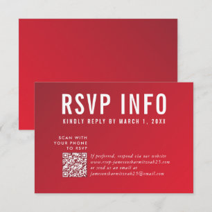 RSVP INFO CARD moderne rouge foncé bordeaux qrcode