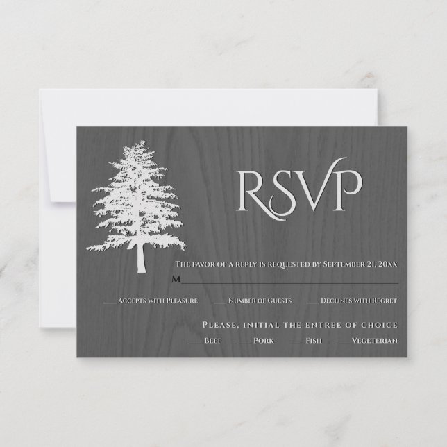 RSVP-Karte aus rustikalem Baumgrau RSVP Karte (Vorderseite)