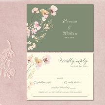 RSVP-Karte der eleganten Sage Green Wildblume
