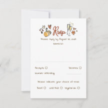 RSVP-Karte der handgezogenen Funky-Hochzeit im Her