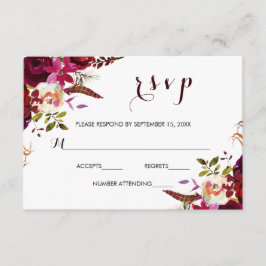 RSVP-Karte des Burgundy Marsala Navy RSVP Karte