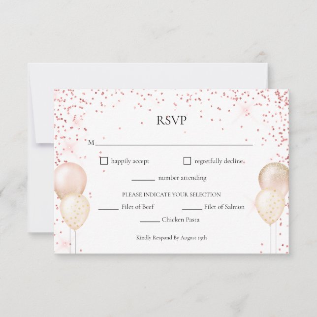RSVP-Karte des rosa Glitzer RSVP Karte (Vorderseite)
