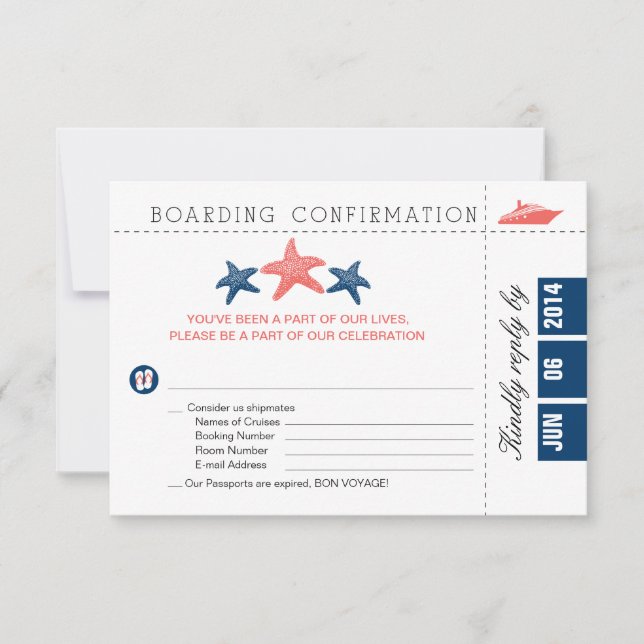 RSVP-Karte des Starfish Boardings RSVP Karte (Vorderseite)