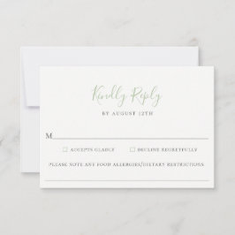 RSVP-Karte "Dusty Sage Green Wedding Food Allergy" RSVP Karte