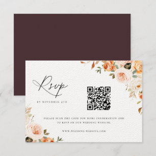 RSVP-Karte "Earthy Autumn Floral Wedding QR Code" RSVP Karte