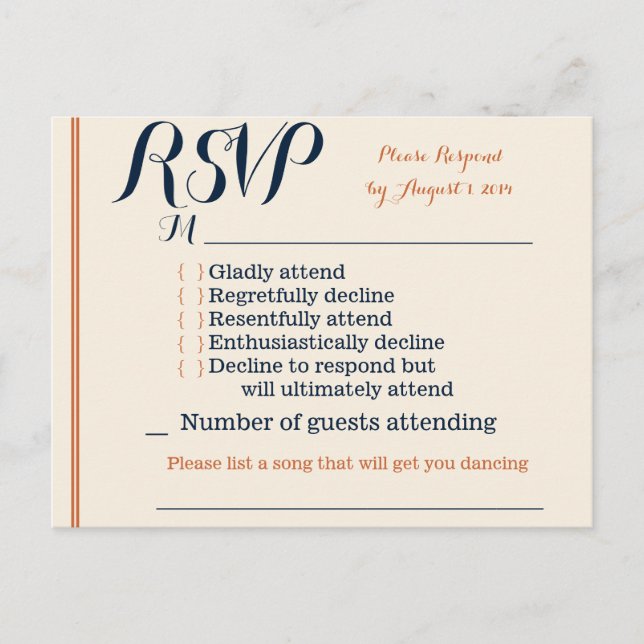 RSVP-Karte Einladungspostkarte (Vorderseite)