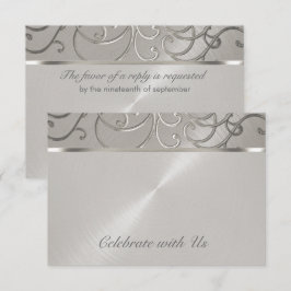 RSVP-Karte Elegant Alle Silver Filigree-Wirbel RSVP Karte