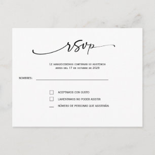 RSVP-Karte Elegante Minimalistische Hochzeit   Dru Postkarte