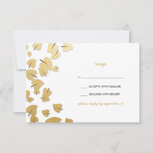 RSVP-Karte: Fallende Blätter mit Goldfolie RSVP Karte (Vorderseite)