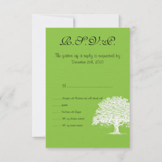 RSVP-Karte Frühjahrsbaum grün/weiß Hochzeit Einladung