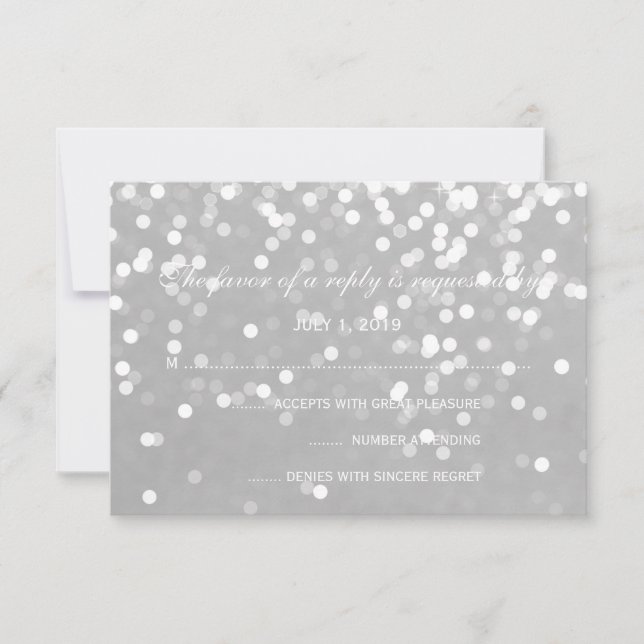 RSVP-Karte - funkelnde Wedding Gray Silver RSVP Karte (Vorderseite)