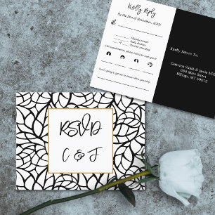 RSVP-Karte für abstrakte Botanische Hochzeitmenüs Postkarte