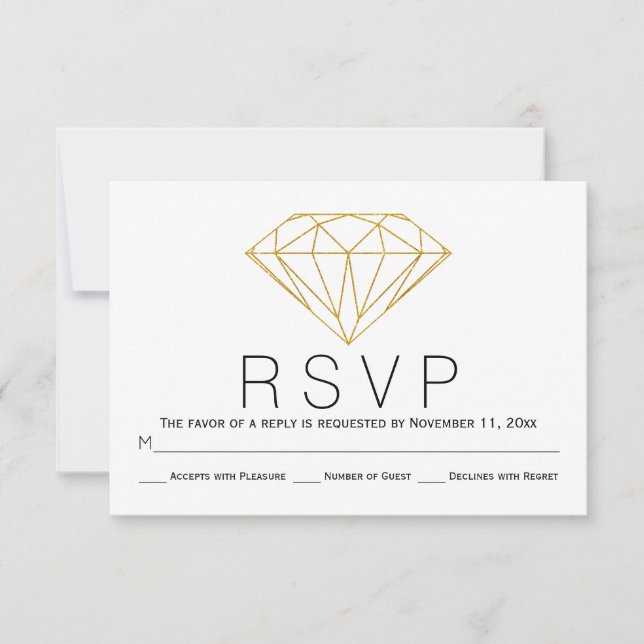RSVP-Karte für abstraktes Gold Glitzer RSVP Karte (Vorderseite)