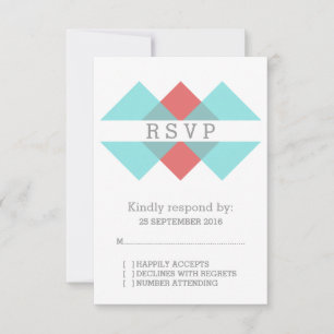 RSVP-Karte für aquamarine rote Geometrie RSVP Karte