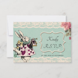 RSVP-Karte für aquamarine Spitzenzeiten-Alice im W RSVP Karte