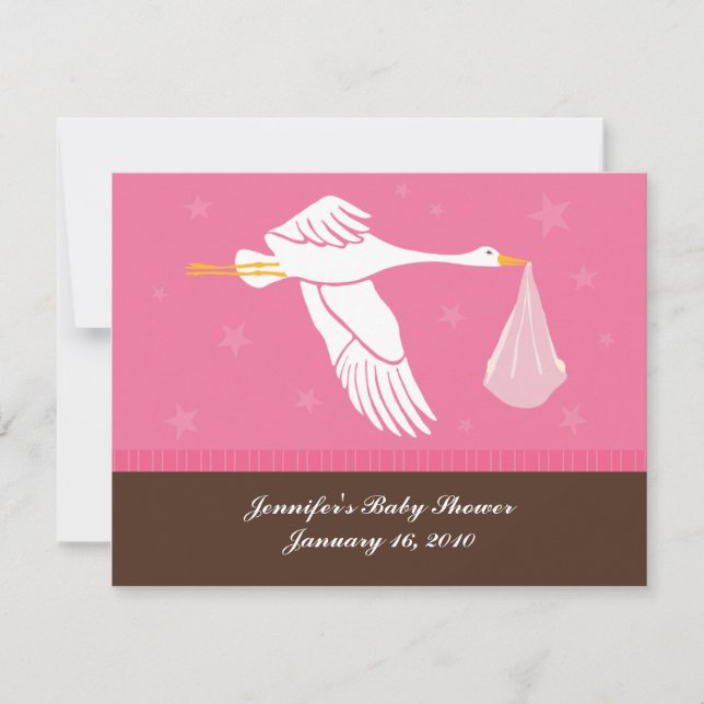 RSVP-Karte für Babydusche - Rosa und Braun RSVP Karte (Vorderseite)