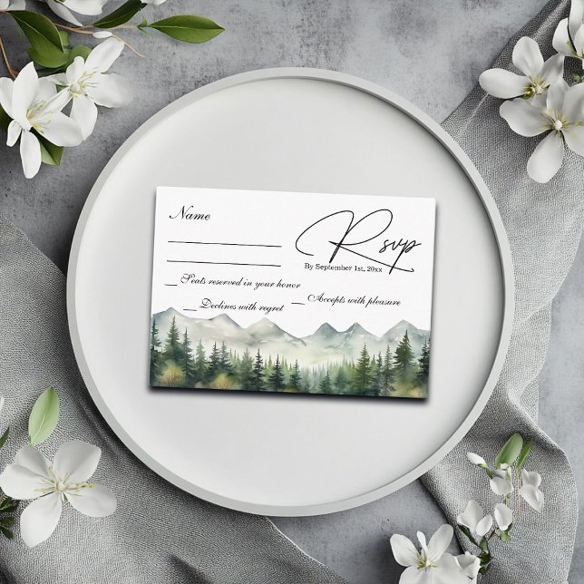RSVP-Karte für Berge und Pinien Begleitkarte (Von Creator hochgeladen)