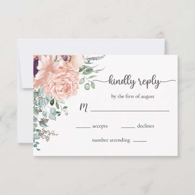 RSVP-Karte für Blush-Blues-Hochzeit RSVP Karte (Vorderseite)