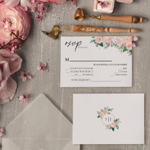 RSVP-Karte für Blush Floral White Wedding Song Req RSVP Karte