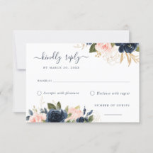 RSVP-Karte für Blütenputz und Marine