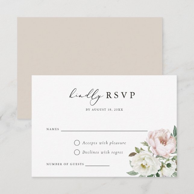 RSVP-Karte für Blütenweißpfirsiche Einladung (Vorne/Hinten)