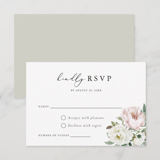 RSVP-Karte für Blütenweißpfirsiche Einladung (Vorne/Hinten)