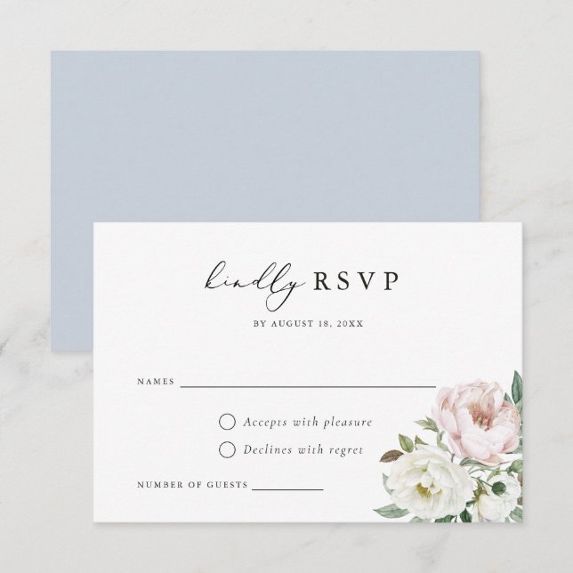 RSVP-Karte für Blütenweißpfirsiche Einladung (Vorne/Hinten)