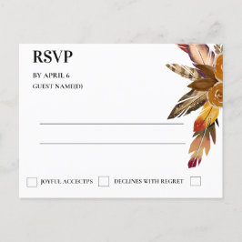 RSVP-Karte für Bohemisch-Chic-Blumenzehen Einladungspostkarte