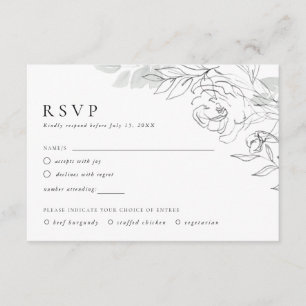 RSVP-Karte für botanische Blumenbilder Begleitkarte