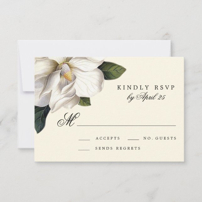 RSVP-Karte für botanische Hochzeiten im Süden Magn RSVP Karte (Vorderseite)