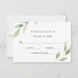 RSVP-Karte für botanische Hochzeiten in grünen Blä RSVP Karte