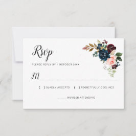 RSVP-Karte für Burgund-Marine RSVP Karte