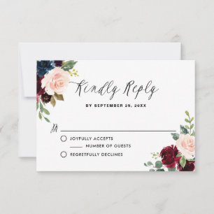 RSVP-Karte für Burgund und Blauflorengärland RSVP Karte