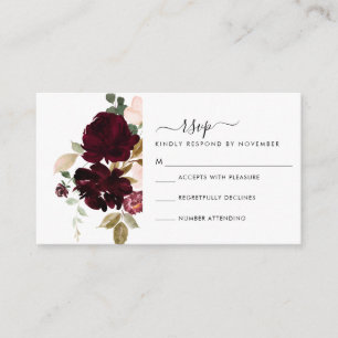 RSVP-Karte für Burgund und Creme Begleitkarte