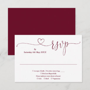 RSVP-Karte für Burgund und Weißes Script RSVP Karte