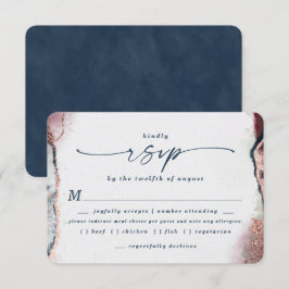 RSVP-Karte für das Blaue Hochzeitessen in Burgund RSVP Karte