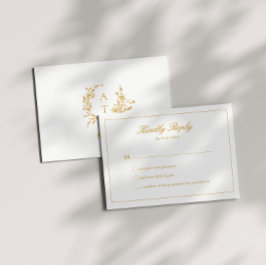 RSVP-Karte für das HochzeitGold Script-Wappen Einladung