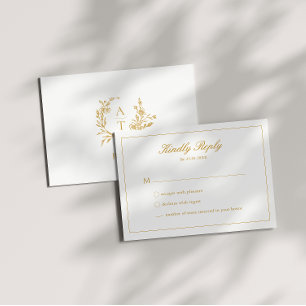 RSVP-Karte für das HochzeitGold Script-Wappen Einladung