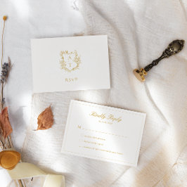 RSVP-Karte für das HochzeitGold Script-Wappen Einladung