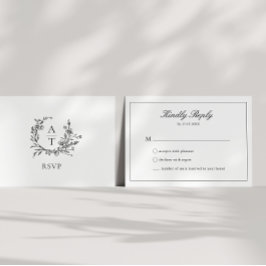 RSVP-Karte für das Hochzeitschwarz-Weiß-Wappen Einladung