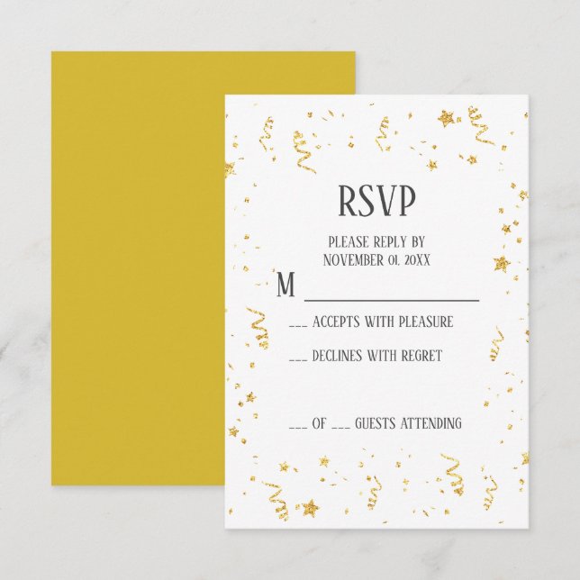 RSVP-Karte für das Party "Gold Celebration Rentire RSVP Karte (Vorne/Hinten)