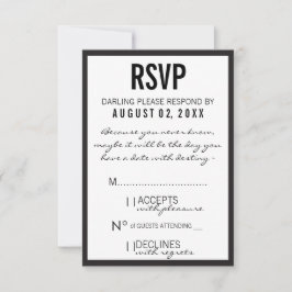 RSVP-Karte für das Thema Schwarz/Weiß-Mode RSVP Karte