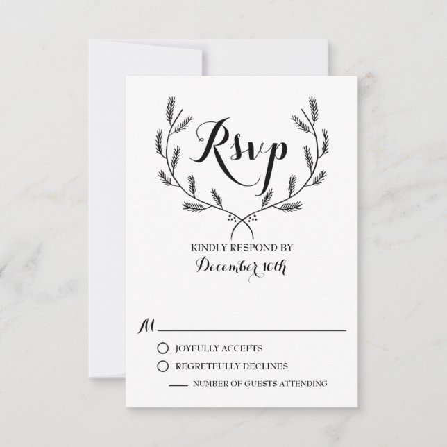 RSVP-Karte für den Schwarzen Whimsikkranz RSVP Karte (Vorderseite)