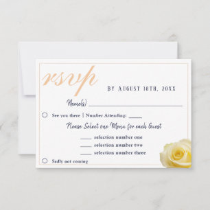 RSVP-Karte für die Auswahl der Rosenblauen Hochzei RSVP Karte