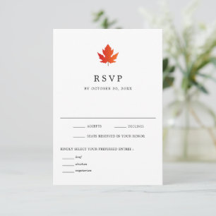 RSVP-Karte für die Herbstmapelleaf, schwarz und we RSVP Karte