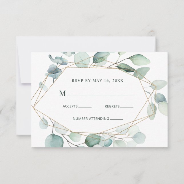 RSVP-Karte für die Hochzeit von goldgeometrischen  RSVP Karte (Vorderseite)