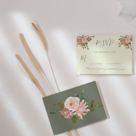 RSVP-Karte für die Hochzeit von Grün und Blüten RSVP Karte
